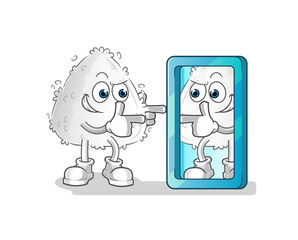 onigiri looking into mirror cartoon. cartoon mascot vector