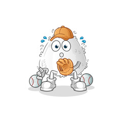 onigiri baseball Catcher cartoon. cartoon mascot vector