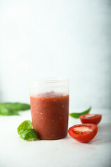 Traditional homemade tomato sauce with basil