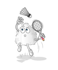 Obraz premium onigiri smash at badminton cartoon. cartoon mascot vector