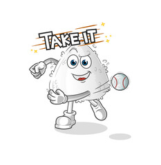 onigiri throwing baseball vector. cartoon character