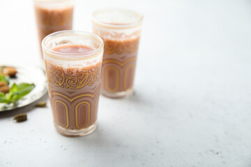 Homemade rose tea with milk