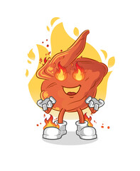 chicken wing on fire mascot. cartoon vector
