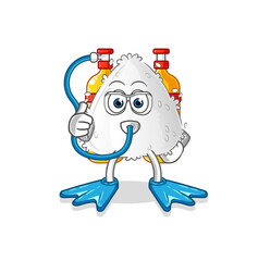 onigiri diver cartoon. cartoon mascot vector