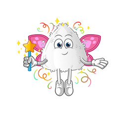 onigiri fairy with wings and stick. cartoon mascot vector