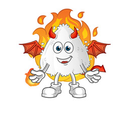 onigiri demon with wings character. cartoon mascot vector