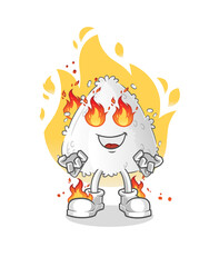 onigiri on fire mascot. cartoon vector