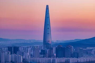 Foto auf Acrylglas Cityscape night view of Seoul, South Korea at sunset time © SEUNGJIN