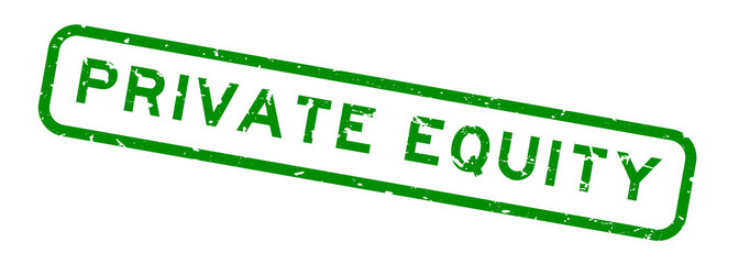 Grunge green private equity word square rubber seal stamp on white background