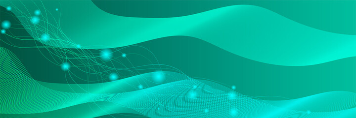 Display abstract green wide banner design background