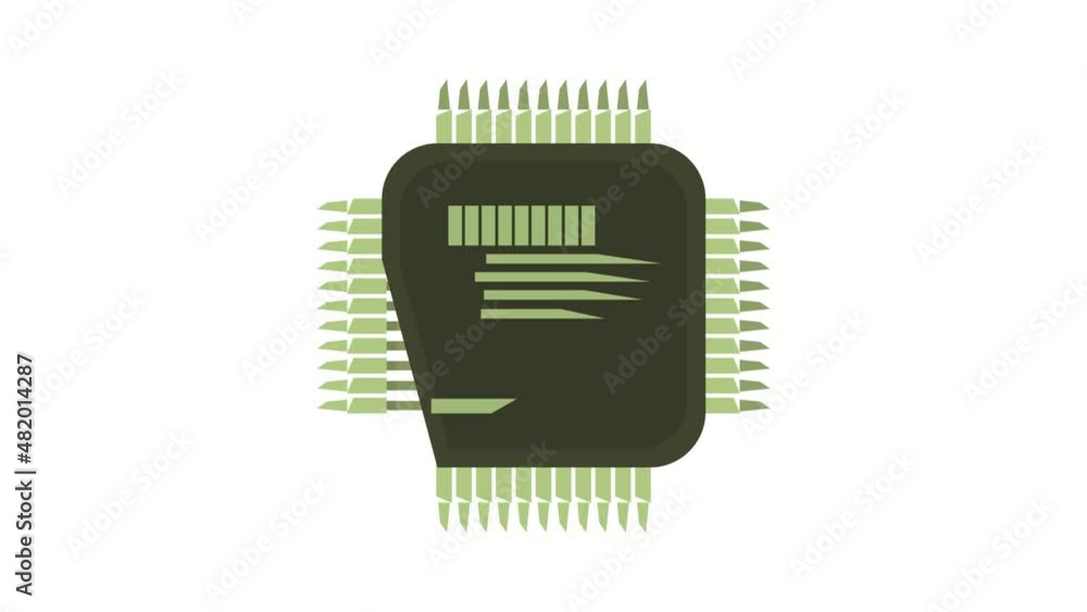 Poster microprocessor icon animation best cartoon object on white background