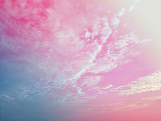 Obraz premium beauty sweet red blue colorful with fluffy clouds on sky. multi color rainbow image. abstract fantasy growing light