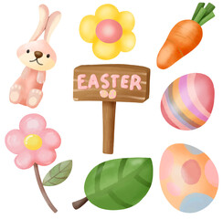 Cute Bunny Easter watercolor collection