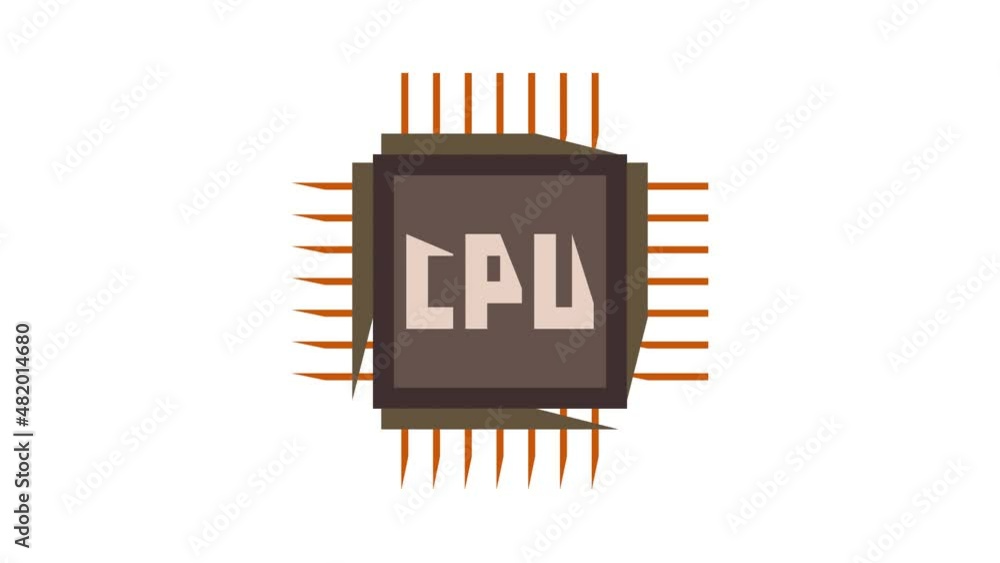 Poster cpu icon animation best cartoon object on white background