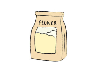 小麦粉　食べ物　手描き　イラスト