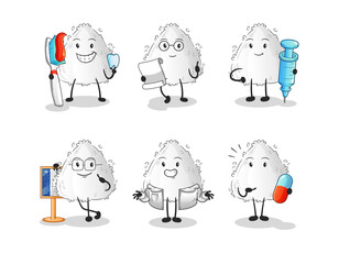 onigiri doctor group character. cartoon mascot vector