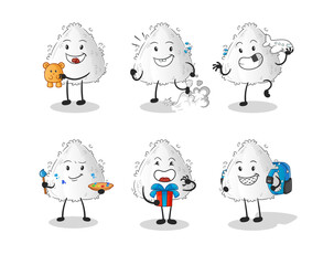 onigiri children group character. cartoon mascot vector