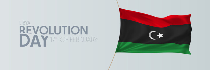 Libya revolution day vector banner, greeting card