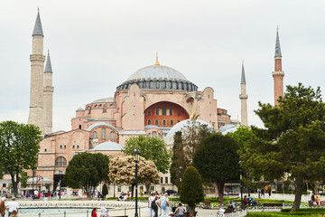 Istanbul, Turkey - May 9, 2021: View of Hagia Sophia