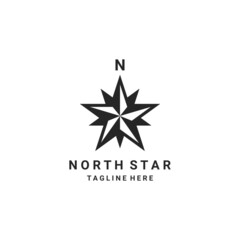 north star logo combination compass design template