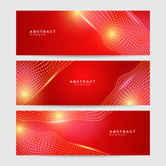 Abstract neon style red wide banner design background