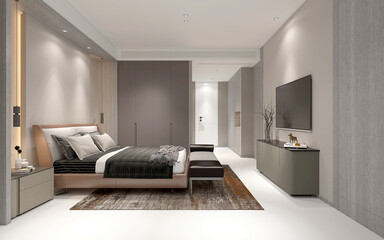 3d render of hotel room