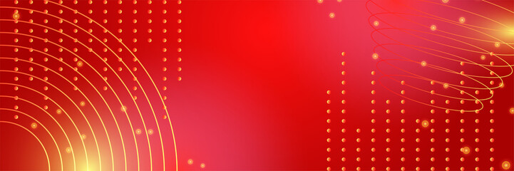 Abstract neon style red wide banner design background. Abstract 3d banner design with dark red technology geometric background. Vector illustration