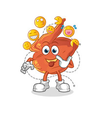 chicken wing laugh and mock character. cartoon mascot vector