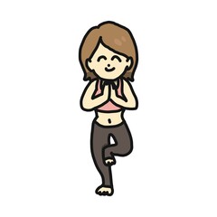 女性ヨガインストラクターのイラスト。