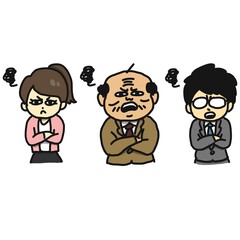 Obraz premium 怒っている3人のサラリーマンのイラスト。
