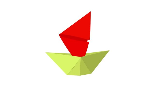 Origami ship icon animation best cartoon object on white background