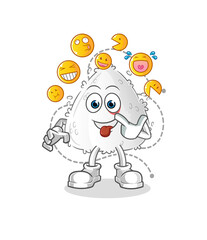 onigiri laugh and mock character. cartoon mascot vector