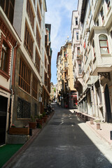 Istanbul, Turkey - May 5, 2021: Old streets of Istanbul. Beoglu district