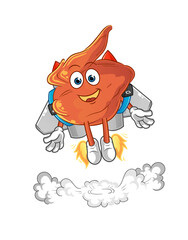 chicken wing with jetpack mascot. cartoon vector