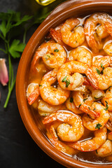 Traditional spanish shrimp with garlic and oil