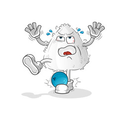onigiri hiten by bowling cartoon. cartoon mascot vector