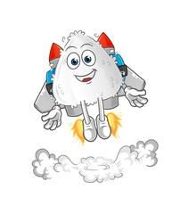 onigiri with jetpack mascot. cartoon vector