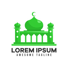 Mosque logo. Modern vector illustration suitable for Islamic theme, Ramadan, or Islamic celebration. colorful style.