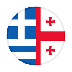 round icon with greece and georgia flags. vector illustration isolated on white background