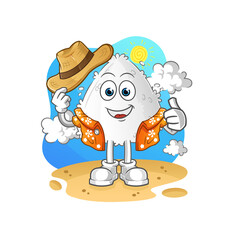 onigiri go on vacation. cartoon mascot vector