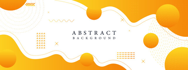 Spanduk template berwarna-warni dengan warna oren gradien. Desain dengan bentuk cair bentuk modern