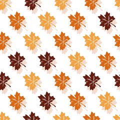 Autumn Color Maple Leaves Vector Graphic Silhouette Seamless Pattern