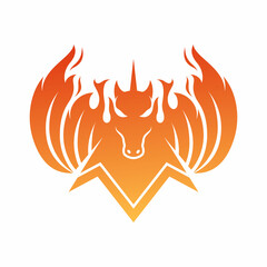 fire unicorn logo vector template.
