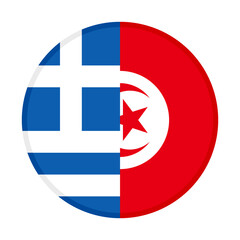 Obraz premium round icon with greece and tunisia flags. vector illustration isolated on white background