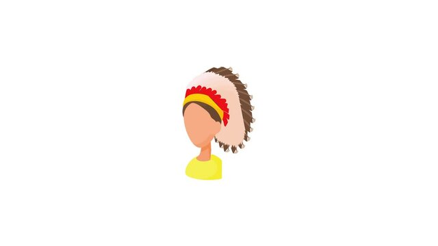 American Indian icon animation best cartoon object on white background