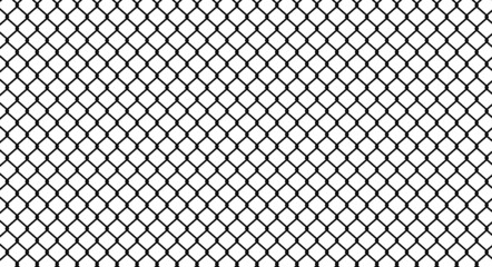 Naklejka premium Metal grid fence background. Chain link fence, wire mesh, steel metal prison or restricted area barrier. Flat vector illustration isolated on white background.