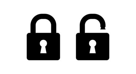 Open and closed padlock icons. Security symbol. Flat vector illustration isolated on white background.