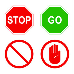 Vector High quality illustration of stop sign and go sign isolated on white background.