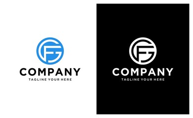 g f gf fg initial logo design vector graphic idea creative. on a black and white background.
