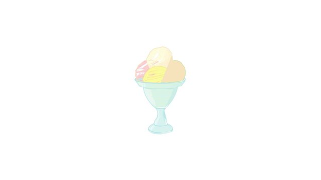 Mixed ice cream in a bowl icon animation best cartoon object on white background
